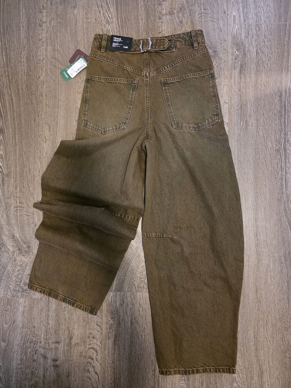 Twik Texas Horseshoe Jeans Brown Barrel Leg | Size 24 | New With Tags - Picture 6 of 8